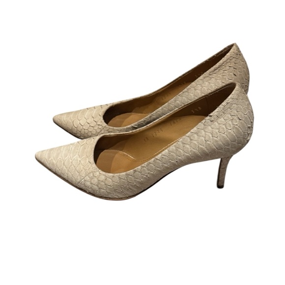 Salvatore Ferragamo Womens 3” Pumps Sz 5 1/2 B in Sand Python Leather Pumps EUC - Picture 1 of 9